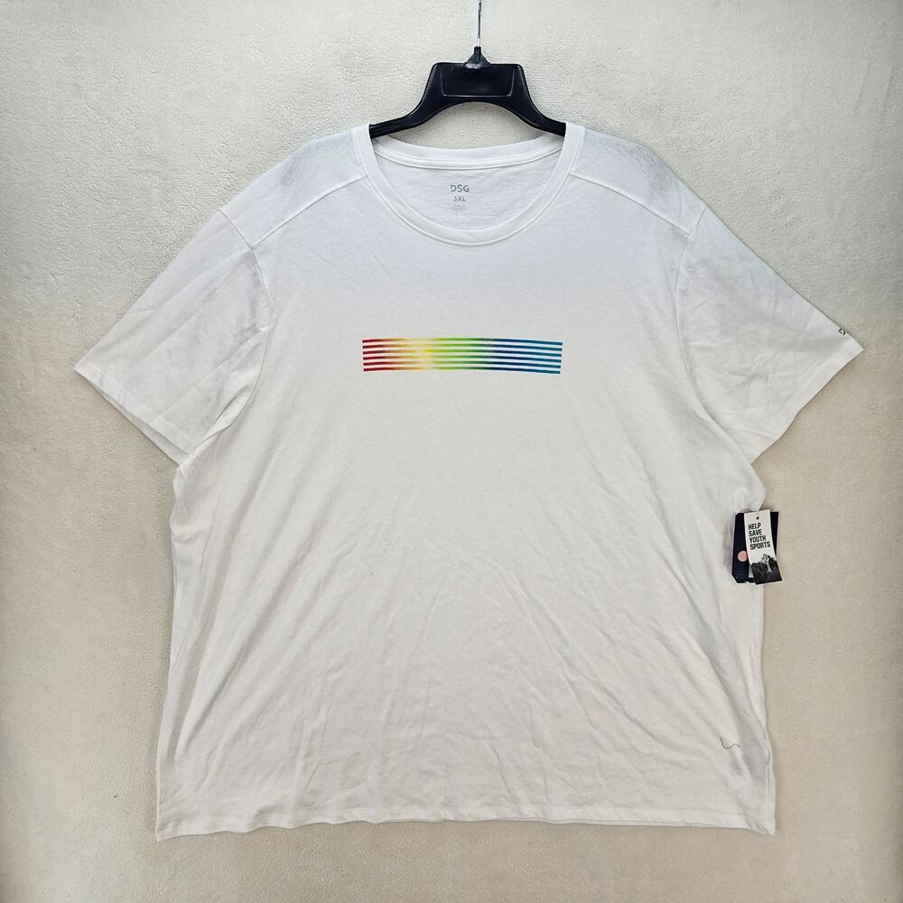 DSG MEN'S 3XL PURE WHITE SHORT SLEEVE TEE NWT PRIDE RAINBOW